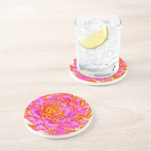 Dessous De Verre En Grès Rosette de Sedum Succulent Rose Chaud, Rouge et Ja