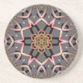 Dessous De Verre En Grès Rosette Dorée (Devant)