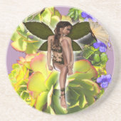 Dessous De Verre En Grès Rosette Succulent visiteurs (Devant)