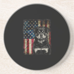 Dessous De Verre En Grès rottweiler chien 4 juillet drapeau américain patri