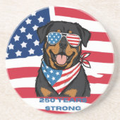 Dessous De Verre En Grès Rottweiler patriotique  (Devant)