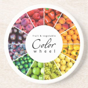 Dessous De Verre En Grès Roue de couleur de fruits et légumes (12 couleurs