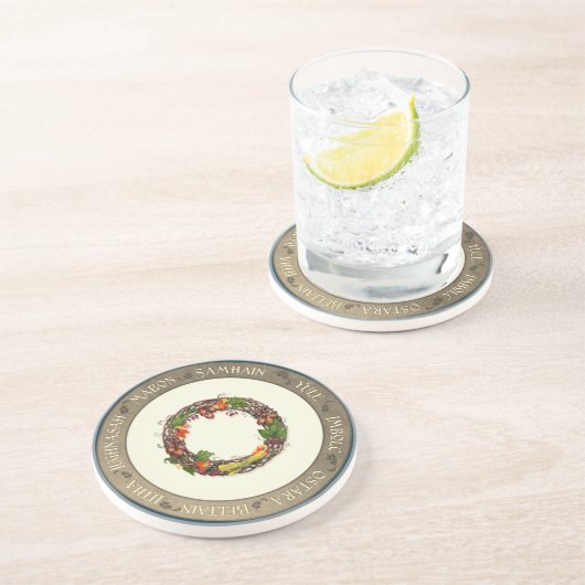 Dessous De Verre En Grès Roue de l'année de fin d'automne (Côté)