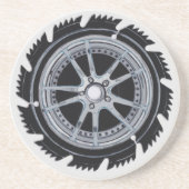 Dessous De Verre En Grès Roue Mag Chrome (Devant)