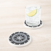 Dessous De Verre En Grès Roue Mag Chrome (Côté)