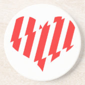 Dessous De Verre En Grès Rouge Abstrait n Blancs Valentine Coeur (Devant)