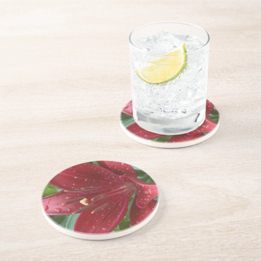 Dessous De Verre En Grès Rouge asiatique Lilly (Côté)