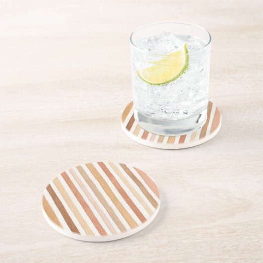 Dessous De Verre En Grès Rouge aux Lignes de Citrouille Latte (Côté)
