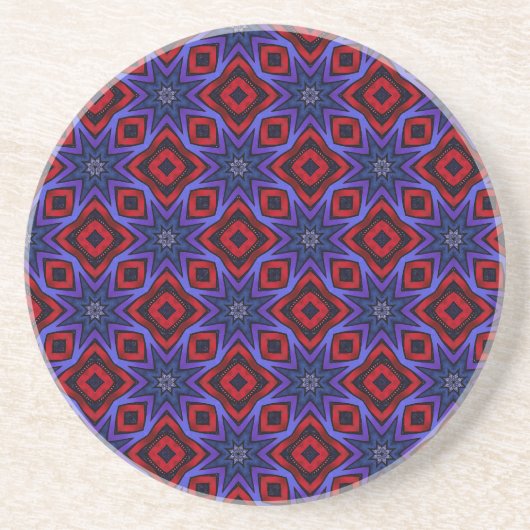 Dessous De Verre En Grès Rouge avec des étoiles bleues (Devant)