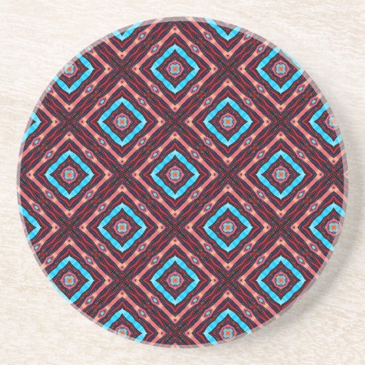 Dessous De Verre En Grès Rouge avec diamant bleu (Devant)