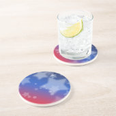 Dessous de verre en grès rouge blanc et bleu étoil (Côté)