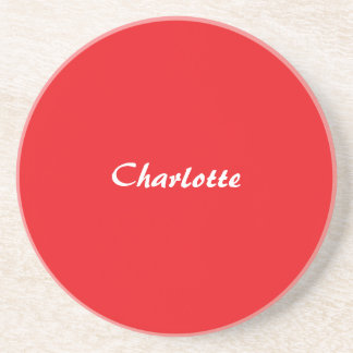 Dessous De Verre En Grès Rouge blanc Script élégant minimaliste Nom moderne