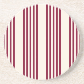 Dessous De Verre En Grès Rouge bordeaux et beige cinq rayures motif