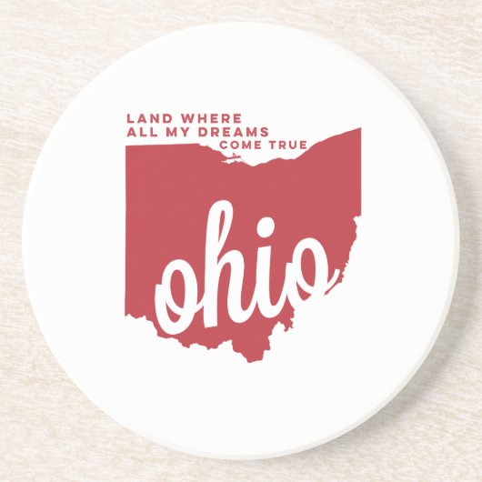 Dessous De Verre En Grès rouge de cerise des textes | de chanson de l'Ohio (Devant)