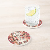 Dessous De Verre En Grès Rouge et blanc Whimsical Romantic Hearts motif (Côté)