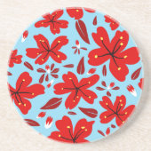Dessous De Verre En Grès Rouge floral (Devant)