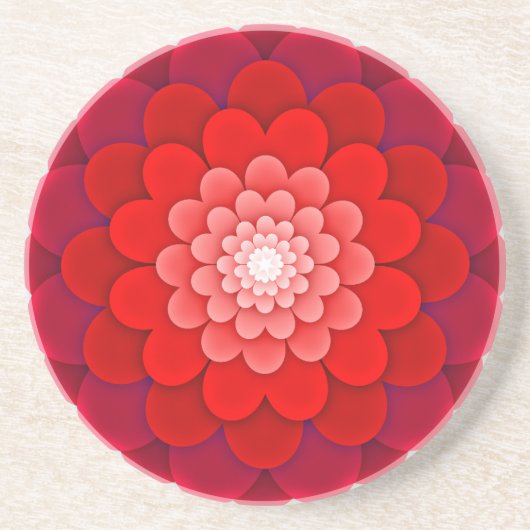 Dessous De Verre En Grès Rouge Floral Mandala-58566 (Devant)