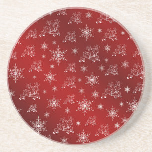 Dessous De Verre En Grès rouge,renne, étoile, étoiles, flocon de neige, noë
