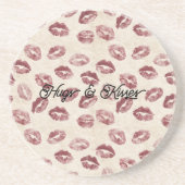 Dessous De Verre En Grès Rouges Lèvres Crème Baisers Amour Coquin (Devant)