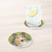 Dessous De Verre En Grès Rough Collie, chien (Côté)