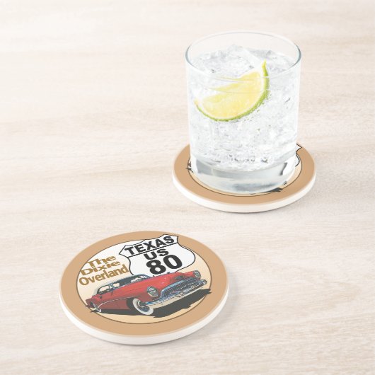 Dessous De Verre En Grès Route 80 du Texas - Les îles Dixie (Côté)