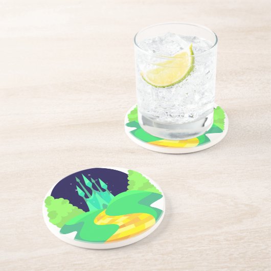 Dessous De Verre En Grès route en brique jaune (Côté)