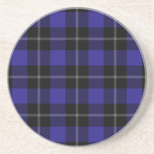 Dessous De Verre En Grès Royal Blue Black Plaid