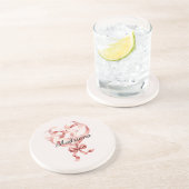 Dessous De Verre En Grès Ruban à coeur crème rose (Côté)