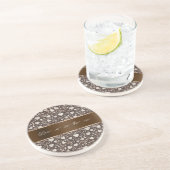 Dessous De Verre En Grès Ruban de cœurs crème marron (Côté)