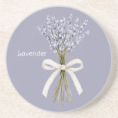 Dessous De Verre En Grès Ruban de Crème de Fleurs de Lavande (Devant)
