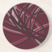 Dessous De Verre En Grès Rubans Abstraits de Bourgogne et gris (Devant)