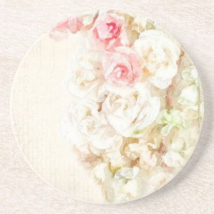 Dessous De Verre En Grès Rubans et dentelle de roses