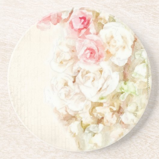 Dessous De Verre En Grès Rubans et dentelle de roses (Devant)