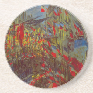Dessous De Verre En Grès Rue Montorgueil aux drapeaux de Claude Monet
