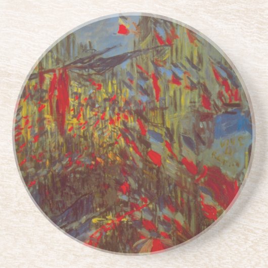 Dessous De Verre En Grès Rue Montorgueil avec drapeaux de Claude Monet (Devant)