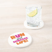 Dessous De Verre En Grès Run and Embrassez Life Orange Pink (Côté)