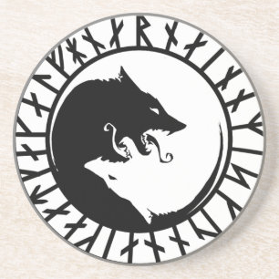 Dessous De Verre En Grès Runic Dire Wolf viking norse runes nordiques