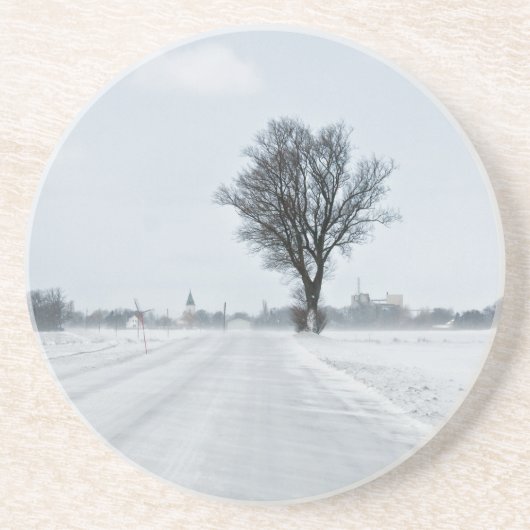 Dessous De Verre En Grès Rural winter road (Devant)