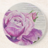 Dessous De Verre En Grès Russe Aquarelle violet Rose (Devant)