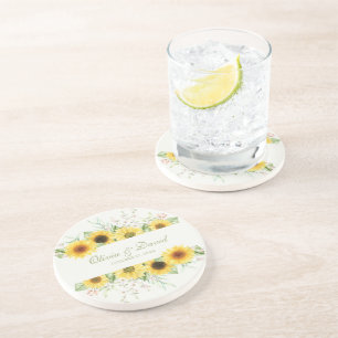 Dessous De Verre En Grès Rustic Sunflower Mariage