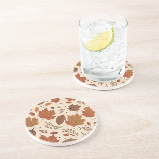 Dessous De Verre En Grès Rustique Terracotta Maple Feuille Mariage d'automn (Côté)