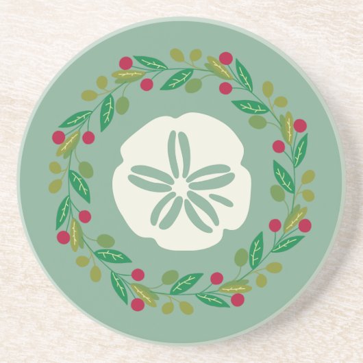 Dessous De Verre En Grès Sable Dollar Coquille de Noël Wreath (Devant)