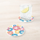 Dessous De Verre En Grès Sable Dollar Jaune Rouge Bleu Motif (Côté)