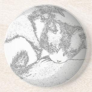 Dessous De Verre En Grès Sable en forme de chaton