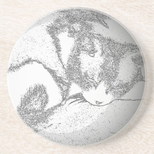 Dessous De Verre En Grès Sable en forme de chaton (Devant)