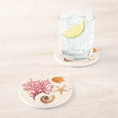 Dessous De Verre En Grès Sable et coquillages rond dessous de verre de grès (Côté)