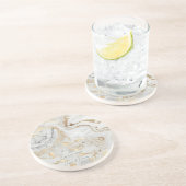 Dessous De Verre En Grès Sable gris blanc imitation doré Marbre sur mesure (Côté)
