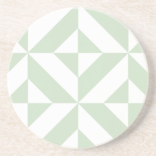 Dessous De Verre En Grès Sage Green Geometric Deco Cube Pattern (Devant)