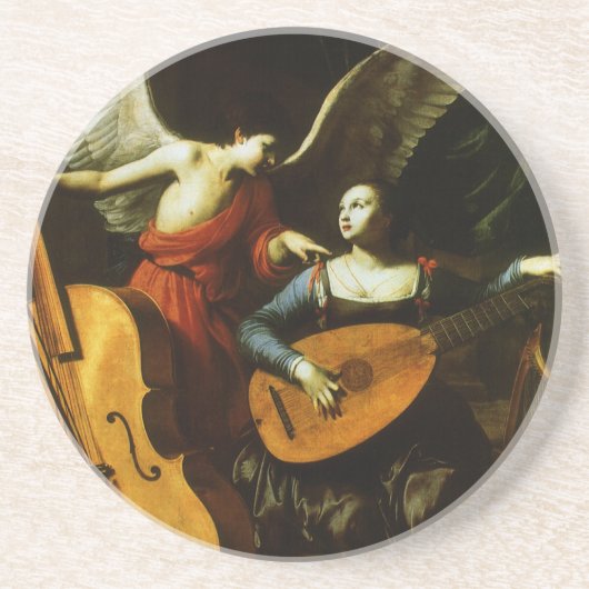 Dessous De Verre En Grès Saint Cecilia et l'ange par Carlo Saraceni (Devant)