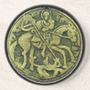 DESSOUS DE VERRE EN GRÈS SAINT GEORGE ET DRAGON MEDALLION